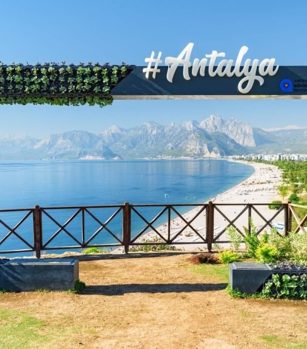 Antalya-Konyaalti Beach through scenic frame in Antalya