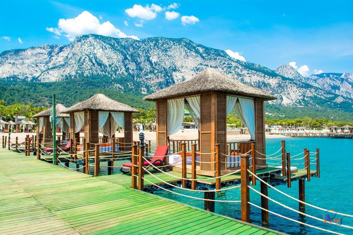 Antalya-Wooden Beach Pavilions On Shore Sandy