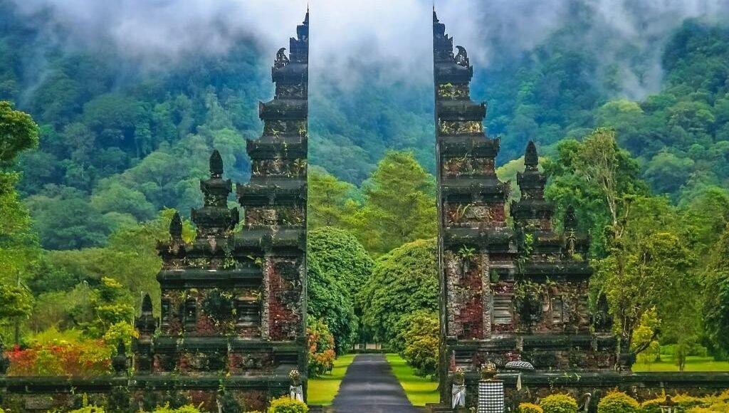 Gates to one of the Hindu temples in Bali in Indonesia