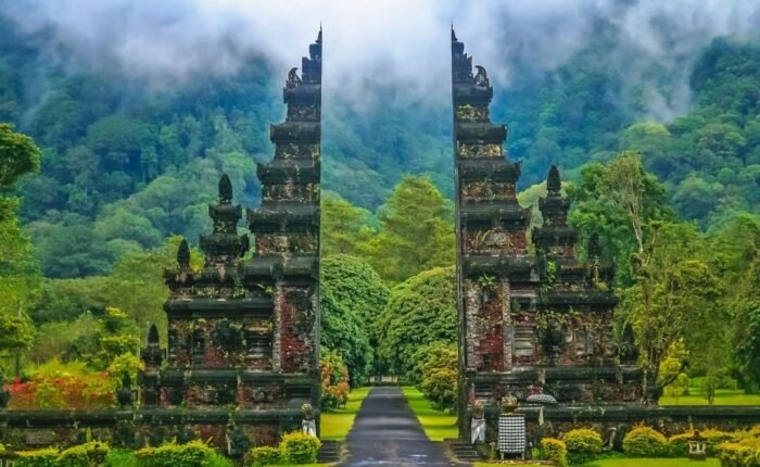 Gates to one of the Hindu temples in Bali in Indonesia