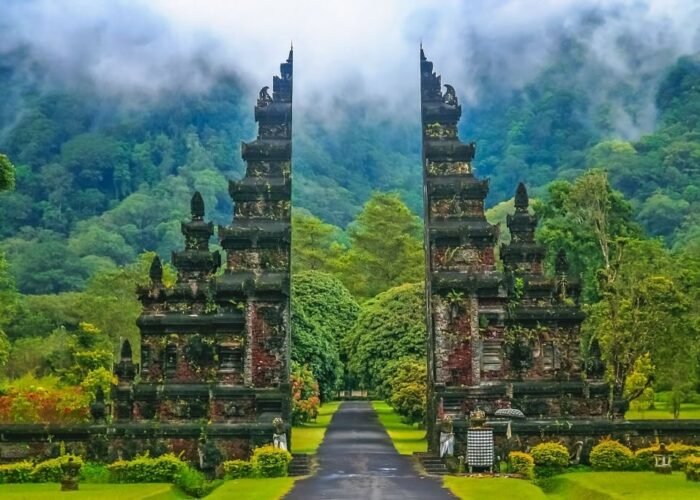 Gates to one of the Hindu temples in Bali in Indonesia