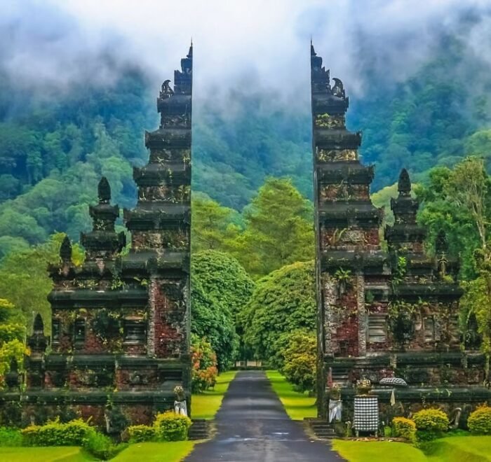 Gates to one of the Hindu temples in Bali in Indonesia