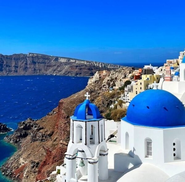 Old white church in Santorini,Greece