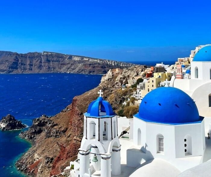 Old white church in Santorini,Greece