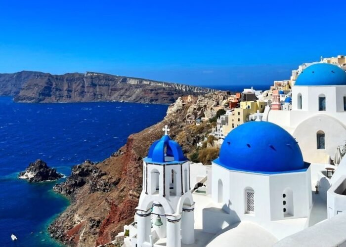 Old white church in Santorini,Greece