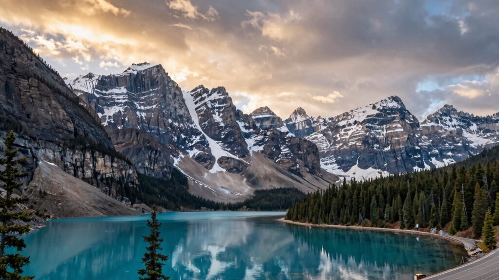 glacial peaks turquoise alpine lakes